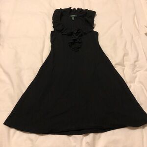Lauren Ralph Lauren Black Sleeveless Ruffle VNeck Dress XSmall